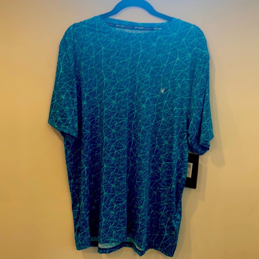 Spider Swim Rash Guard- NWT- Men’s Large.Short Sleeve, Green w/water Graphic.